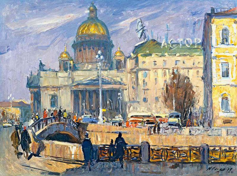 Alexander Nasmyth At the Isaakievskaya Square in Leningrad Norge oil painting art